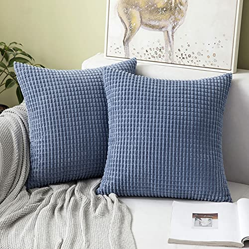 MIULEE Kissenbezug 40x40 Blaues Cyan Sofakissen Kordsamt Kissenbezüge | Quadrat Cord Dekokissen Kissenhülle Dekorativ Couchkissen Bezug Weich für Wohnzimmer Schlafzimmer 2er Set