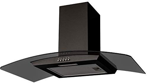 SIA CGHS90BL 90cm Curved Black Glass Cooker Hood Kitchen Extractor Fan
