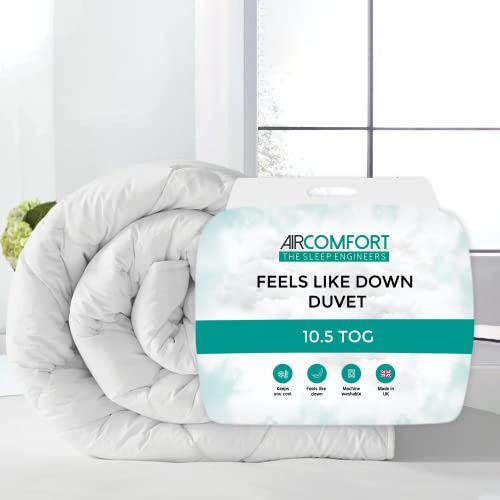 Air Comfort All Season Feels Like Down Duvet - Anti-Allergy 10.5 Tog With Hollowfibre Filling - Hotel Quality Quilt for Deep Sleep - Double Bed, White