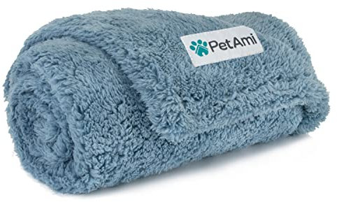 PetAmi Fluffy Sherpa Waterproof Dog Blanket for Medium Pet Cat 29x40, Blue