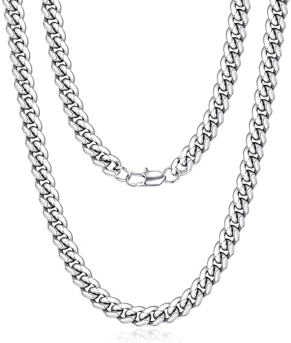Jewlpire Jewlime Silber Kette Herren, Klassische Miami Herren Kubanische Kette Halskette Schmuck Geschenk für Damen Männer Jungen, Hip-Hop & Coole Herren Halskette, 316l Edelstahl,6mm Breite, 20 Zoll