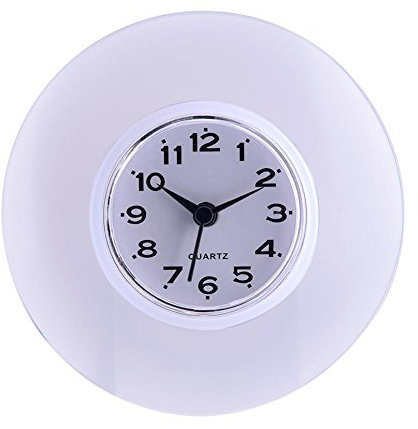 Atyhao Mini Duschuhr wasserdichte Wanduhr Saugnapf Badezimmeruhr Sauguhr für Dusche Waschraum Küche(Weiß)
