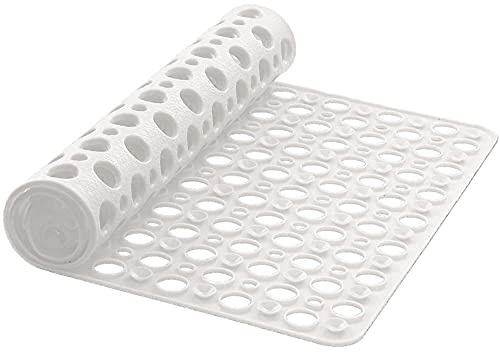 Duschmatte TPE Badewannenmatte Rechteck Badewanneneinlage mit Saugnapf rutschfest Badezimmermatte Anti Rutsch Dusche Matte Antibakteriell Duscheinlage BPA frei und Latexfrei Badematte(60x90cm,Weiß)