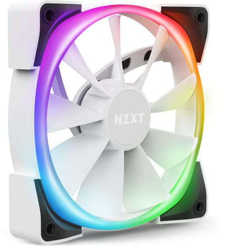 NZXT Aer RGB 2 - HF-28120-BW - 120 mm RGB PWM Gehäuselüfter - Erweiterte Beleuchtungsmöglichkeiten per CAM Software - Winglet Lüfterflügel - Geräuscharmer Betrieb - Fluid-Dynamic Lager - Single Pack