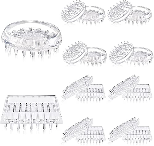 Queekay 18 Pieces Carpet Protector Spiked Plastic Caster Cups Round and Square Comfortable Touch Caster Cup Spiked Furniture Protector for Sofas, Tables, Chairs Offices Bookcases Other