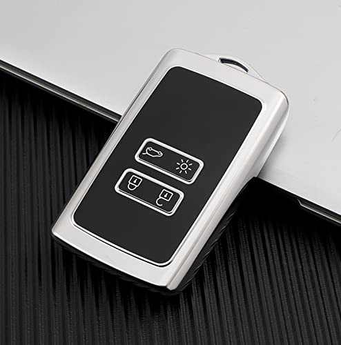 Schlüsselhülle Kompatibel Mit Renault, Autoschlüssel Hülle Renault | Mit Renault Clio Dacia Espace Master Megane Talisman Scenic Kadjar Silikon Schlüssel Cover,Renault Schlüsselhülle-Silber