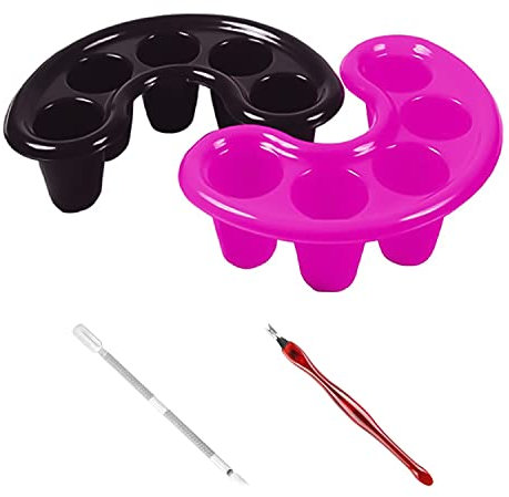 2 Pz chiodo Soak Off ciotole con 1 Pz doppio-Headed cuticola Pusher e 1 Pz a forma di V Cuticola Trimmer coltello, addensato di plastica Nail Polish strumento, Nail Polish Remover ciotola.