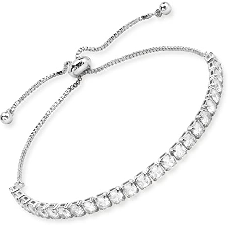 LIHELEI Tennis Armband Damen, Diamant Verstellbares Armband mit Shining Zirkonia für Geschenk für Mutter, Ehefrau, Freundin, Jubiläum - Sliber