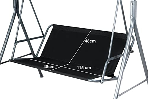 Ersatz-Schaukelsitzbezug, schwarz, Gartenschaukelsitzbezug, Hängematte, Gartenmöbel, Schaukelstuhl (115 x 48 x 48 cm, schwarz)