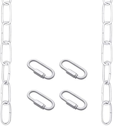 ECUDIS 6 Feet Pendant Light Fixture Chain, Lighting Hanging Chain Extension with Connection Locks, Lighting Chain Replacement for Chandelier, Plants, Fruit Basket (White)