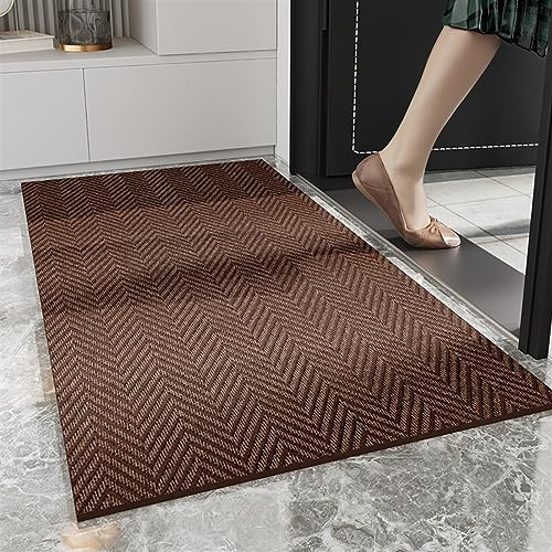 Heavyoff Felpudo de Entrada, Alfombra Exterior para Puerta, Antideslizante, Lavable para Atrapar Suciedad para Interior y Exterior Café A, 120x160cm