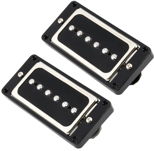 Domofa P90 Tonabnehmer Alnico 5 Single Coil Neck Bridge Pickup Set für E-Gitarren Ersatzteile (schwarz + silber)
