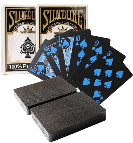SWINILAYA 2 Decks Playing Cards PVC wasserdichte Pokerkarten Set, Hochwertiges Wasserfestes Kartenspiel, 52 Karten Deck + 2 Jokerkaarten