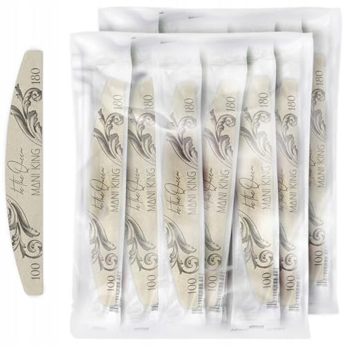 MANI KING ROYAL 50 St. Professionelle Nagelfeile Halbmond Be The Queen 100/180 Sicheres Paket, zum einmaligen Gebrauch, Nagelfeile von guter Qualität, abriebfest, Nagelfeilen-Set, hergestellt in EU