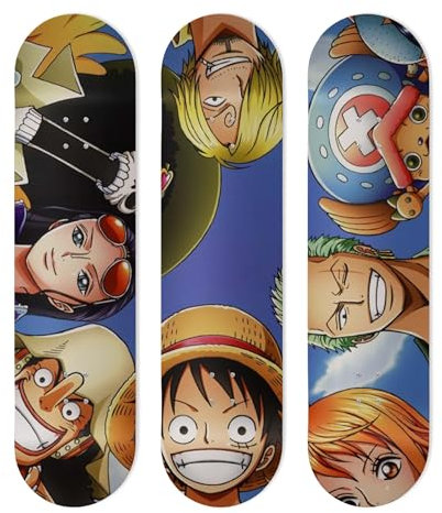 Board aus Aluminium in Form eines Skateboards für Wanddekoration, Anime, One Piece Mission, für eine originelle Dekoration (3 Bögen)