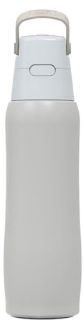 Dafi Solid Steel Botella con Filtro de Agua 800ml | Botellas de Acero Inoxidable con Pajita | Gimnasio | Antiderrame Botella de Agua Deportiva | Sin BPA, Fabricada en la UE (Blanco Perla)