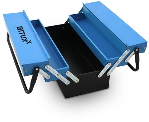 Bituxx Metall Werkzeugkiste Werkzeugkasten Tragbar mit Griffen Aufklappbar unbefüllt