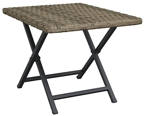 HETFTJN Bartisch Outdoor Stehtisch Outdoor Campingtisch Klein Loungetisch Outdoor - Klapptisch Grau 45x35x32 cm Poly Rattan für Innenhof Speisesaal Aufenthaltsraum Garten
