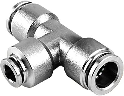 BgnEhRfL Anschlussstück, Schlauchanschlussstück, pneumatisches Anschlussstück 304 Edelstahl-Metallanschlussstück Trachea-Schnellanschluss-T-Stück Schlauch-Metallanschlussstück(PEG 12mm 10mm)