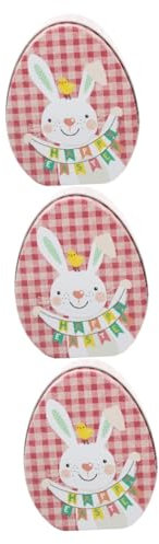 SHINEOFI 3pcs Easter Bunny Tinplate Cookie Storage Case Easter Treat Boxes Rabbit Pattern Party Favor Decorations