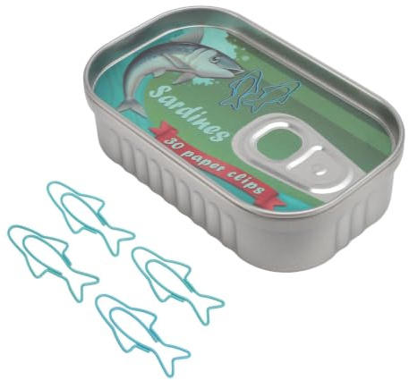 Yosoo Büroklammern, 30 Stück Fisch | Metallklammern Blau Grün, Aufbewahrungsbox