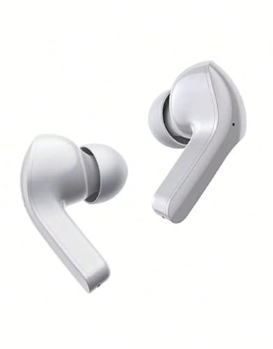 Vibe uriculares inalámbricos cancelación de Ruido, micrófono y Pantalla LED. Auriculares HiFi inalámbricos para móviles, con Control táctil y Larga duración de batería Resistentes al Agua (White)