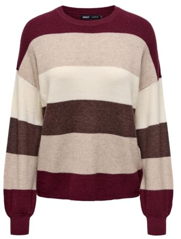 ONLY Onlatia L/S randig tröja KNT Noos, zinfandel, XS