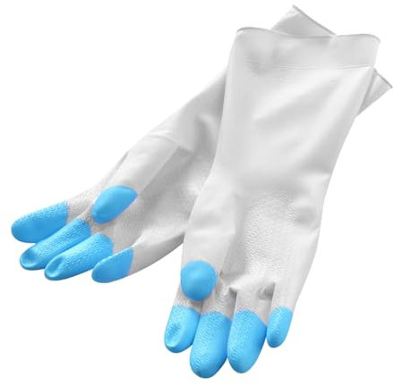 Sahgsa PVC-Haushaltshandschuhe, Reinigung, Rutschfeste Haushaltshandschuhe, Multifunktionale, Ergonomische, Wasserdichte Geschirrspülhandschuhe (Blau)