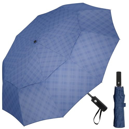 Satol Golfschirm 62 Zoll, Automatik Regenschirm mit Tasche, Sturmfest, Doppelstockdach, 10 Fiberglasrippen, Klappbar, Taschenschirm, Sonne und Regen, Komfortabler Griff