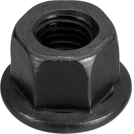 TOP-VIGOR M10 Flange Hex Nuts, Grade 12.9 Carbon Steel Lock Nuts with Black Oxide Finish, Heavy Duty Flange Thread Nut for Machinery and Automotive