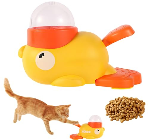 Eznaobo Dog Treat Dispenser Toy,Cats D-og Interaction Treats Feeder, Duck Shape Dog Slow Feeder Toy for Small Medium D ogs and Cats (yellow)