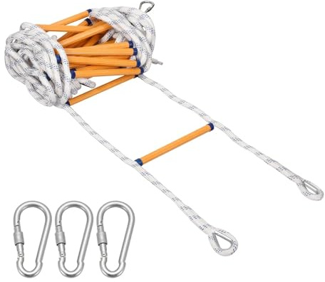 TXLEAPEY Escalera de Seguridad Escalera de Escape con Cuerda con mosquetones Salvavidas Escalada en Roca Ingeniería del hogar Escalera de Cuerda de Rescate Emergencia Incendio(5 M)