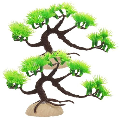 TOYANDONA 2 pièces Décoration Arbre Aquarium Artificiel Modèle Arbre Plastique Réaliste Accessoire pour Aquarium Eau Douce Ornement Compact pour Paysage de Poisson