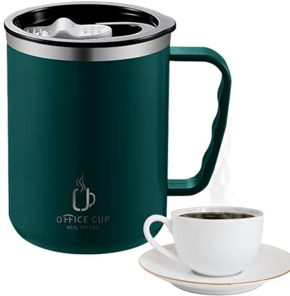 500Ml Isolierte Kaffee Tasse, Edelstahl Trink Becher, Thermal Becher Mit Deckel Und Griff, Tragb-are Trink Bech-er, Thermal Bec-her Für Tee, Heißes Kak-ao, Kaltes Getränk