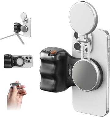 TELESIN Fun Shot Magnetic Phone Grip (Black) + C03 Selfie Light Bundle Kit | Compatible with iPhone MagSafe & Android, Creator Kit for Selfies/Photography/TikTok/Zoom Calls/Video