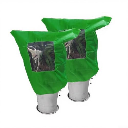 2 fundas para plantas de invierno, reutilizables, tela no tejida, protección contra la congelación, bolsas de tela contra heladas, manta de tela con ventana transparente, verde (80 x 120 cm)