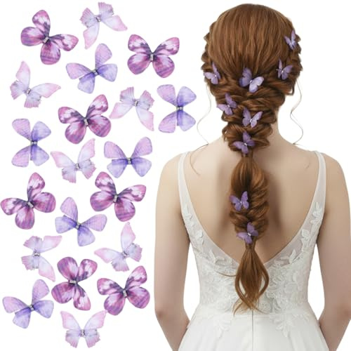 30 Stück Schmetterling Haarspangen Mädchen 3d Glitzer Farbverlauf Haarschmuck Niedliche Schmetterlings Haarclips Dekorative Haarnadeln Schmetterlinge Deko Mit Clip für Damen Blumenmä Hochzeit
