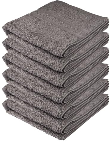 Clinotest 6er Luxus Handtücher-Set 50x100cm – 100% Baumwolle, Hotelqualität, 450g/m² – Weich, Hohe Saugfähigkeit, Langlebig, Schnelltrocknend, Perfekt für Spa, Badezimmer & Hotels, Grau