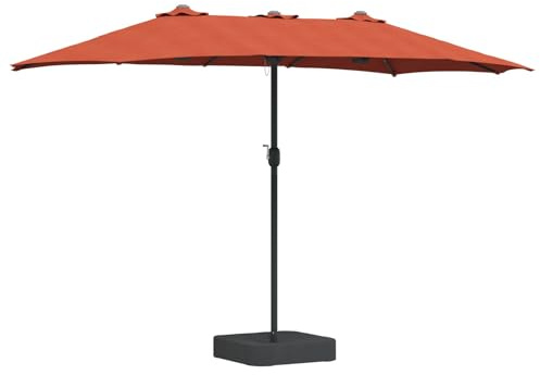 Parasol de jardin double face, en polyester résistant aux UV, avec éclairage LED solaire, cadre en acier revêtu par pulvérisation, résistant aux intempéries