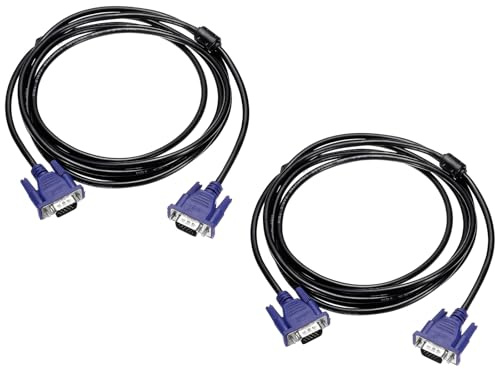 sourcing map 2 cavi VGA (3 m, 5 pin), cavo adattatore video maschio a maschio, per TV, PC, computer, laptop, monitor, proiettore, schermo e proiettore, blu
