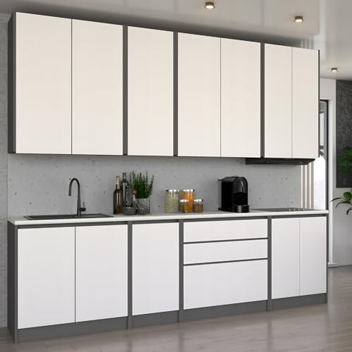 Genérico Muebles de Cocina Completa Lexi Blanco Mate 260 cm sin encimera