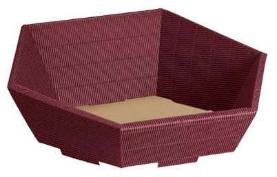 Präsentkorb Geschenkkorb 245x295 leer 6-Eck, offene Welle, bordeaux rot, Geschenkverpackung im Set: 25 Stück