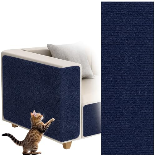 Tapis Griffoir pour Chat Auto-adhésif, dellyy Tapis à Gratter Autocollant pour Chat, Climbing Cat Scratcher, DIY Trimmable Chats Grattoir, Protège Les Tapis et Canapés (Bleu foncé, 40×200cm)