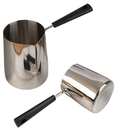 Milk Frothing Pitcher, Caffettiera in acciaio inox 350/600 ml, manico lungo, beccuccio per latte e cioccolato(600ml)