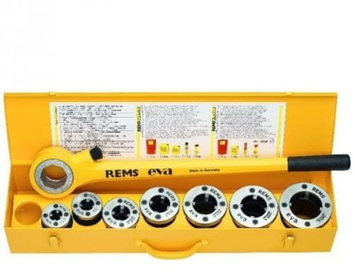REMS eva Set R 1/2-3/4-1- 1 1/4-1 1/2-2 Hand-Gewindeschneidkluppe im