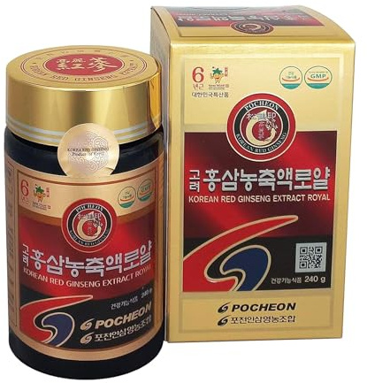 Pocheon Ginseng 240g 100% Puro Coreano de 6 Años La Raíz Rojo Panax Ginseng Extracto ROYAL, 70% de estado sólido, Saponina