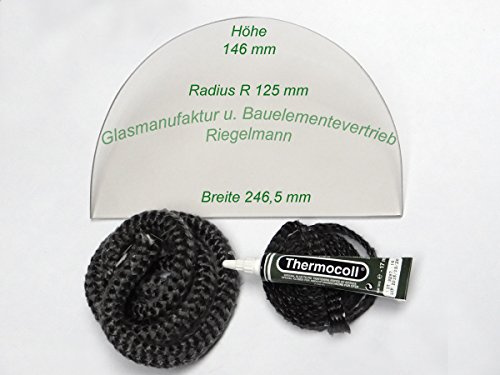Glasmanufaktur u. Bauelementevertrieb Riegelmann Kaminglas Sichtscheibe 4 mm passend für Bullerjan 00/01 mit Dichtungsset 2