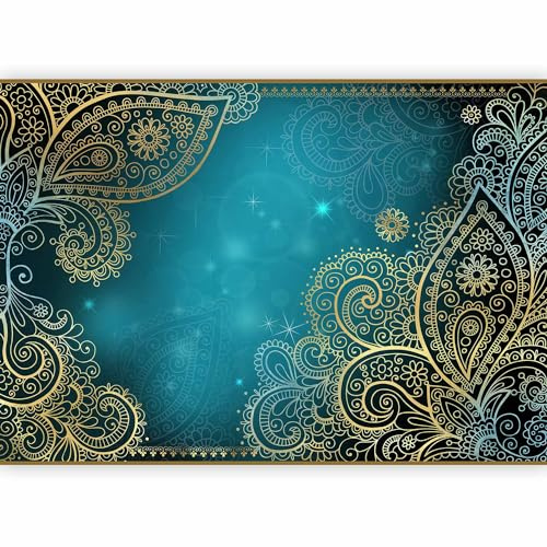 murando - Fototapete Vlies grau blau türkis, 400x280 cm, Schlafzimmer | Full HD Druck, 3D-Effekt, lichtbeständige Farben, ideal fürs Wohn- oder Schlafzimmer, schnelle Montage, lichtbeständig, edel