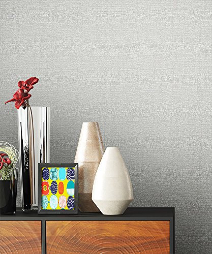 NEWROOM Papier peint baroque gris couleur unie texture Uni intissé