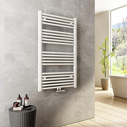 Heilmetz Bad Heizkörper 600 x 1000 mm Handtuchtrockner Weiß Bad-Heizkörper Handtuchheizkörper Mittelanschluss Heizung 498 Watt Leistung Handtuchwärmer